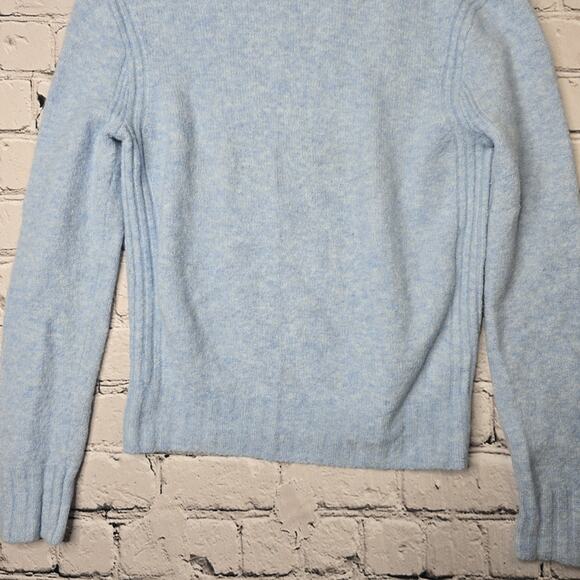 J Crew Point Sur Mock Neck Celestial Blue Wool Blend Knit Sweater Size Small - Picture 4 of 13